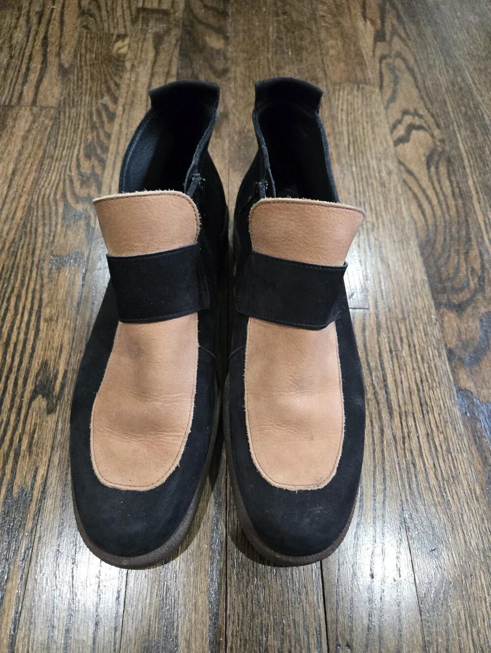 Arche Comoco Suede Loafer Mocassin Twp Tonw Colorblock Black Tan Size 41/9.5